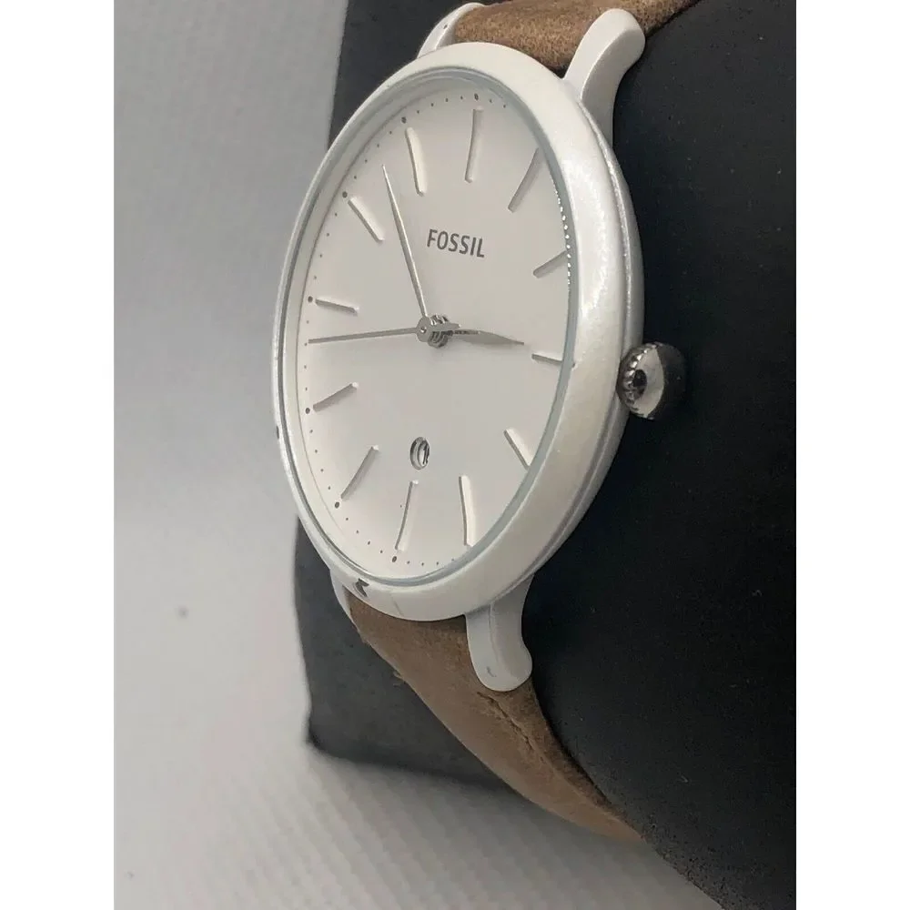 Fossil ES4397 Women's Brown Leather Analog White Dial Quartz Wrist Watch OL6